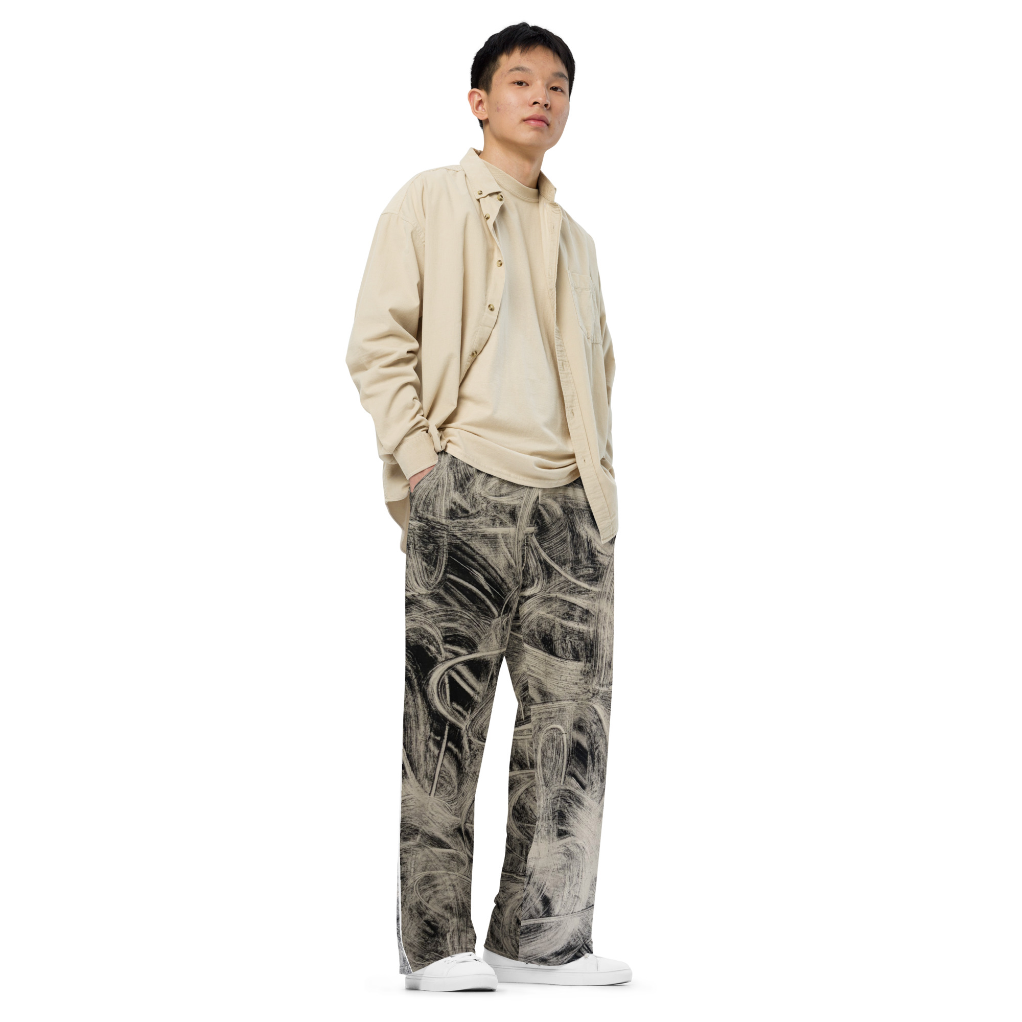 All-over print unisex wide-leg pants - Image 3