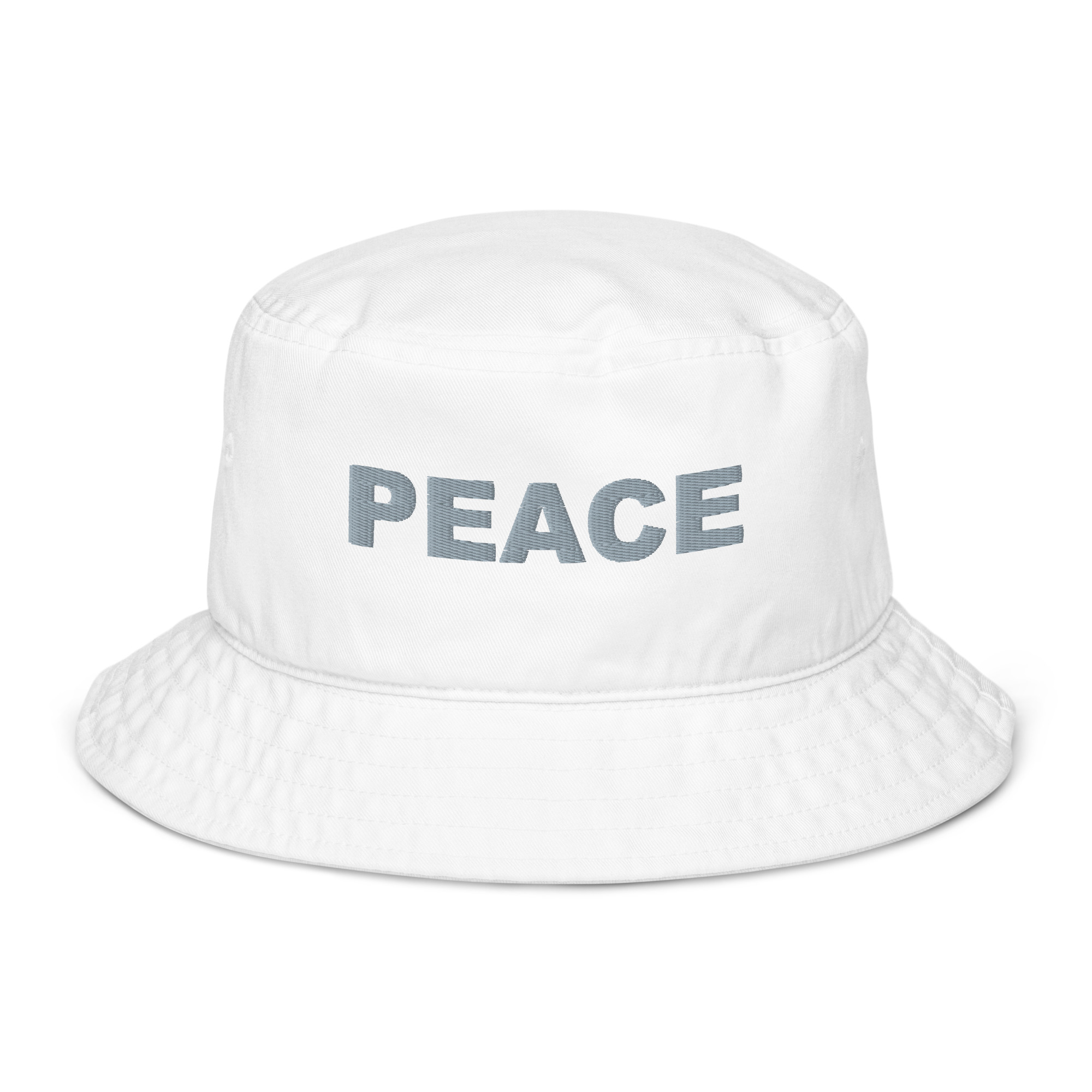 Organic Bucket Hat Embroidered Silver